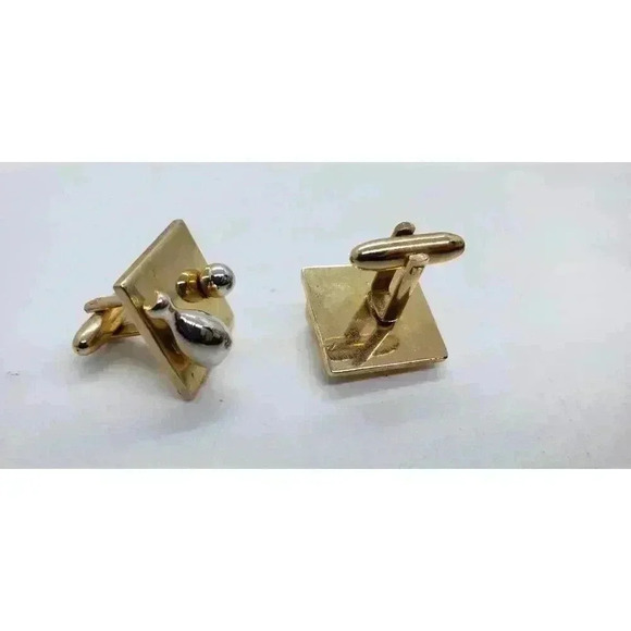 Vintage Cufflinks Bowling Ball & Pin Gold & Silver 3D Dimensional Cuff Links - Picture 6 of 8